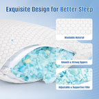 CushyOasis Shredded Memory Foam Pillow for Sleeping, Cooling Bed Pillows Set of 2, Adjustable Pillows for Side, Back, Stomach Sleepers with Washable Pillowcase (King Size, Grey)