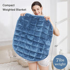 Alomidds Weighted Blanket 7lbs for Adults, Cozy Breathable Weighted Lap Blanket, Small Weighted Blanket Travel, Weighted Lap Pad for Sofa, Couch, Bluish Gray, 29" x 24"