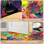 Tropical Flamingos Area Rug 2x3 ft Entry Rug Washable Boho Rugs Non Slip Low Pile Floral Door Mat Small Carpet for Bedroom, Bedside, Kids Room, Office, Dining Room