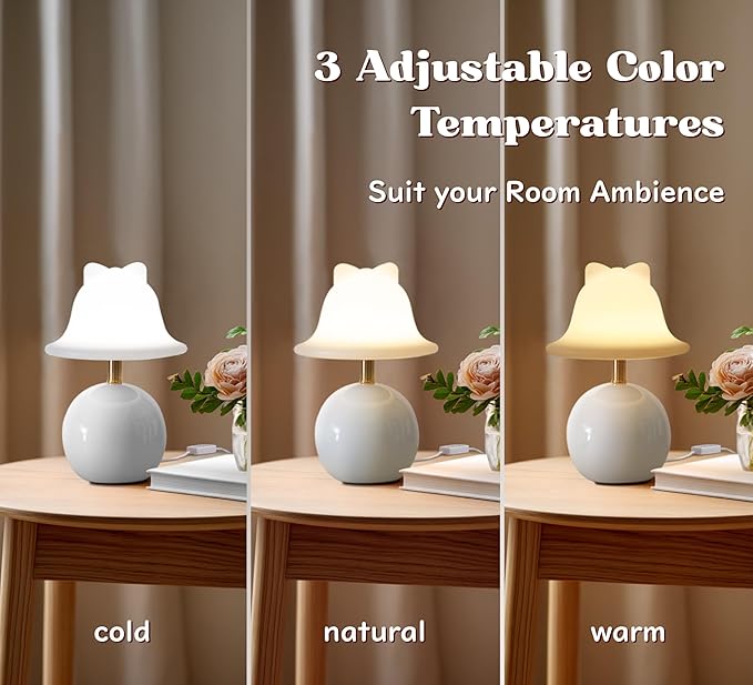 Joyzy Mushroom Table Lamp for Bedroom, Desk Bedside Small Lamp for Living Room Night Stands, Mushroom Lighting Decor Cute Modern Light, Unique Aesthetic Home Decor
