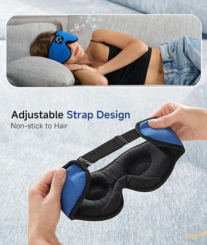 Voerou Sleep Mask Bluetooth 5.4 Headphones, Eye Masks for Sleeping with Ultra-Thin Stereo Speakers, Sleeping Mask Wireless Earbuds for Men Women Sleep, Cool Tech Gadgets for Teen Boys