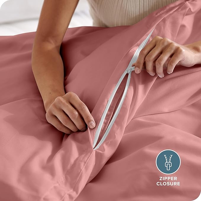 Bare Home Bedding Duvet Cover Extra Long Size - Premium 1800 Super Soft Collection - Lightweight, Cooling - Soft Breathable Bedding Duvet Cover (Twin/Twin XL, Dusty Rose)