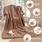 Chunky Knit Blanket - Luxury Soft Cozy 80 * 90 Throw Blanket,100% Woven Blanket Rope Knot Throw Blanket for Couch, Sofa, Home Decor, Gift - Machine Washable (Brown, 80 * 90)