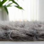 SAFAVIEH Faux Sheep Skin Collection 6' x 9' Grey FSS115D Silken Glam 2.35-inch Thick Area Rug