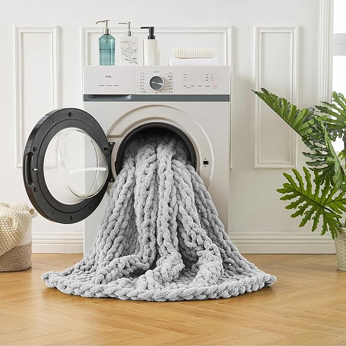 Ultra Soft Chunky Knit Throw Blanket 40x50 Hand Knitted Warm Chenille Throw Blanket, Home Decor Soft Thick Yarn Cable Knit Blanket Breathable Fleece Banket Christmas for Couch Bed Sofa Best Gift