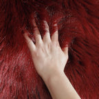 linmopm Faux Fur Rug Sheepskin Shag Fluffy Fuzzy Red 3x3 ft Rugs for Bedroom Bedside Bed Floor Living Room Plush Round High-Density Cushion Carpet Super Sofa Cover