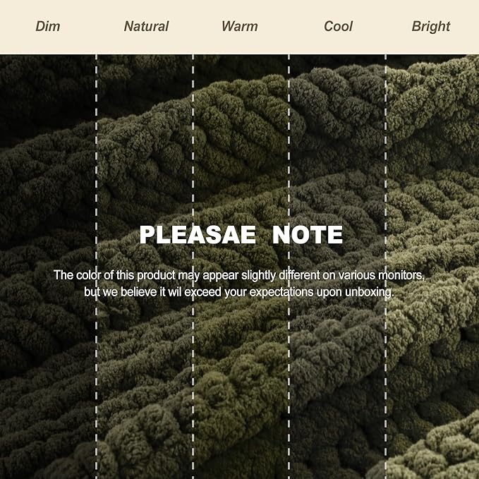 Battilo Chunky Knit Throw Blanket for Couch, Super Soft Warm Cozy Chenille Throw Blanket, Olive Green Blanket for Bed, Sofa, Living Room, 50"x60"