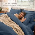 Bare Home 100% Organic Cotton Full Duvet Cover Set - Crisp Percale Weave - Lightweight & Breathable - Cooling Duvet Cover Set (Full, Bering Sea)