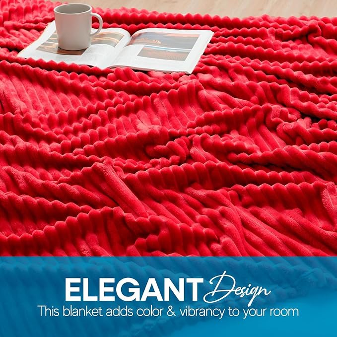 Nestl Blanket for Bed - Cozy Warm Fuzzy Blankets for Women (11 - Cherry Red, Queen (90" x 90"))