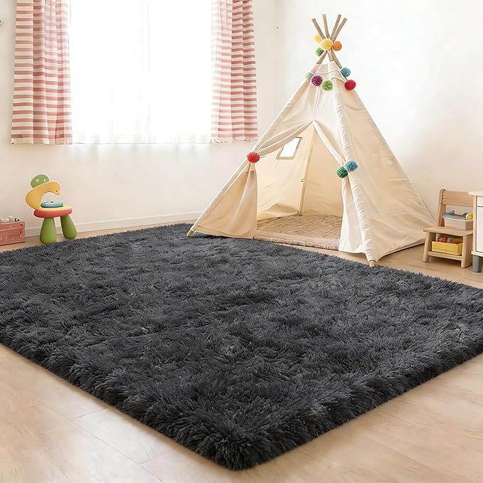 9x12 Area Rug Fluffy Shaggy Ultra Soft Faux Fur Non-Slip Machine Washable Carpet for Bedroom, Living Room, Nursery & Dorm Cozy Home Decor
