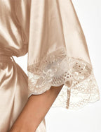 Kihnop Women's Satin Robe Silk Robe Lace Bridal Robes for Bride Bridesmaid Robes Silky Bathrobe Getting Ready Sleepwear
