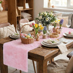 duduta Pink Faux Fur Table Runner 60 inches Long, Fluffy Spring Easter Dresser Runner Coffee Table Runner Girls Room Decor