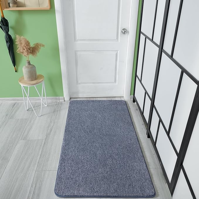 Keeko Soft 2x4 Small Runner Rug, Bedside Rugs for Bedroom Indoor Runner Hallway Carpets Non Slip Living Room Area Throw Rugs Memory Foam Laundry Room Rug for Teen Kids Boys Dorm Room Decor Blue