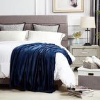 DREAMNINE Soft Cozy Plush Fleece Throw Blanket 50" x 60", Solid Shag Minky Lightweight Fuzzy Flannel Blanket for Bedroom, Luxury Washable Warm Velvet Blankets for Couch Sofa Pet, Breathable, Navy Blue