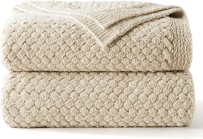 Whale Flotilla Chunky Knit Throw Blanket for Couch and Bed, Camel Decorative Cozy Fleece Blanket, Reversible Soft Fuzzy Woven Throws, 60x80 Inch