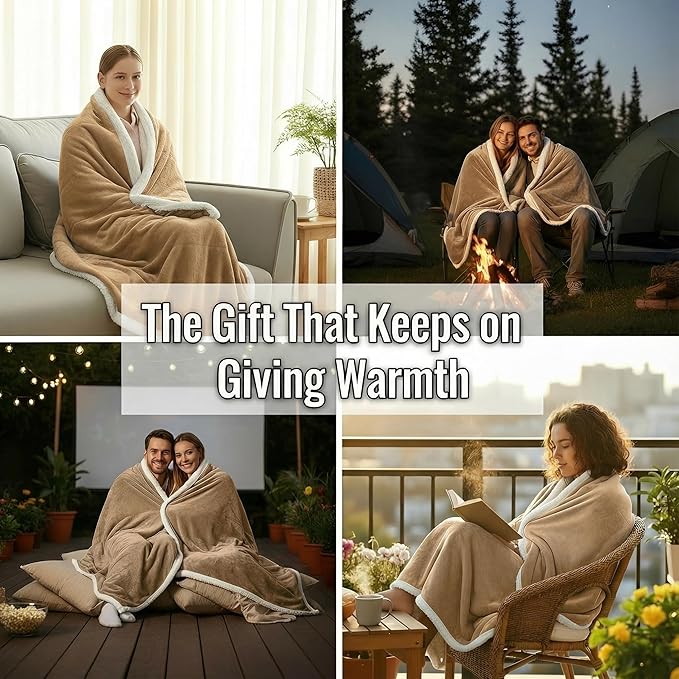 Sherpa Double-Sided Blankets, Plush & Cuddly Throw, Extra-Plush Thermal Fleece Blanket for Sofa/Couch/Bedding, Super Soft Living Room Blanket with Anti-Pilling (Khaki, 60×80)