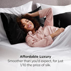 Bedsure Satin Pillowcase for Hair and Skin Queen - Black Silky Pillowcase 2 Pack with Envelope Closure, Similar to Silk Pillow Cases, Gifts for Women Men, 20x30 Inches, 2pcs