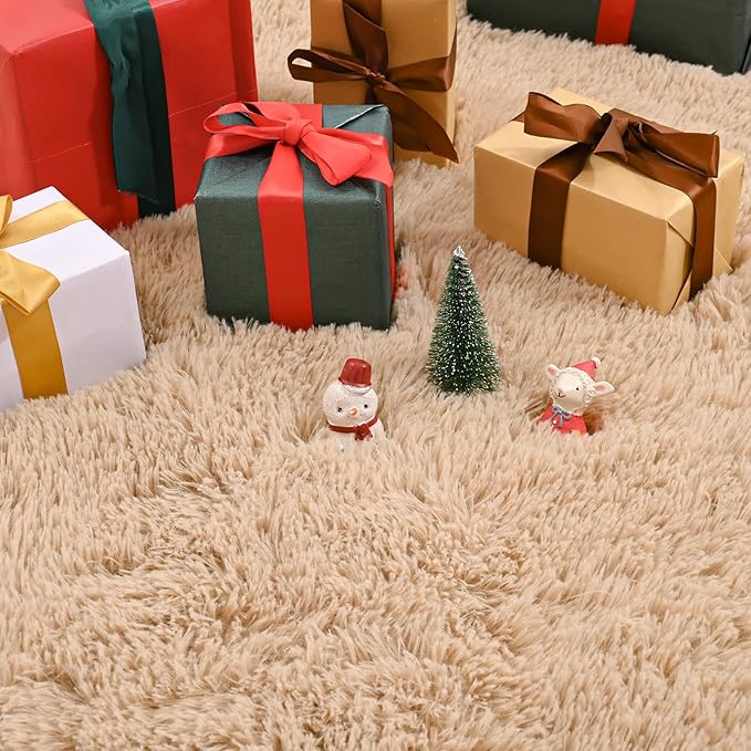 Jelymark Super Soft Shaggy Rug for Bedroom, 2x6 Feet Fluffy Carpet for Living Room, Fuzzy Indoor Plush Area Rug for Home Decor, Furry Floor Rugs for Dorm, Kids Nursery Rug for Girls, Beige