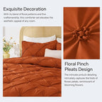 BEDELITE Burnt Orange Twin Comforter Set - 2 Peices Boho Pintuck Bedding Comforter Sets, Lightweight Soft & Warm Twin Bedding Sets with 1 Pillowcase for All Season