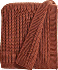 Chunky Knit Rust Orange Throw Blanket 60"x80" Soft Cozy Knitted Blanket for Couch Sofa Bed, Cute Decorative Spring Throw for Living Room