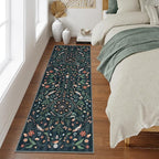 Lahome Insect Botanical 2'6"x8 Washable Black Hallway Runner Rug,Kitchen Runner Rugs Non Skid Bathroom Carpet Runners,Soft Non-Slip Indoor Rug Runners for Entryway Laundry Bedroom(Black,2'6"x8)