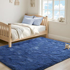 ISEAU Light Navy Rugs for Bedroom Living Room, Ultra Soft Shag Area Rug 4'x6' Carpet for Bedroom, Non-Slip Fluffy Dorm Rug for Kids Room Home Decor