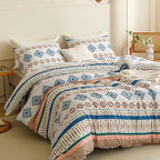Luxlovery Aztec Comforter Set King Beige Blue Bohemian Bedding Set King Southwestern Exotic Ethnic Rustic Native American Navajo Bedding Set Folkloric Comforter Set Women Men