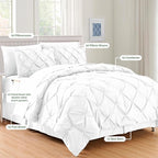 Elegant Comfort Luxury Best, Softest, Coziest 6-Piece Bed-in-a-Bag Comforter Set on Amazon Silky Soft Complete Set Includes Bed Sheet Set with Double Sided Storage Pockets, Twin/Twin XL, White