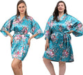 QXQTER Peony Floral Silky Satin Robe Wedding Bridal Party Bride Bridesmaid Robes for Women Dressing Gown Kimono Robe