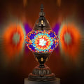 Marrakech Stained Glass Lamp Moroccan Lamps with Tiffany Style, Handmade Turkish Mosaic Lamps with Bronze Base Including LED Bulb for Living Room Bedroom Decor (Colorful2)