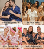 SWOMOG Womens Silk Satin Pajamas Set Short Sleeve Sleepwear Button Down Top and Shorts Loungewear 2 Piece Pjs Set XS-3XL