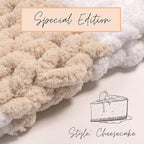 Adyrescia Chunky Knit Blanket Throw | 100% Hand Knit with Jumbo Chenille Yarn (50"x60", Oatmeal and White Stripes)
