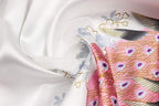 Women's Short Kimono Robes Bride and Bridesmaid Satin Floral Bathrobe Peacock Sleepwear Dressing Gown for Wedding Party