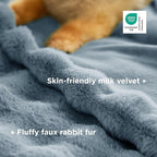 Bedsure GentleSoft Fluffy Fuzzy Greyish Blue Throw Blanket, Soft Cozy Fleece Faux Fur Blanket for Couch, Blue Room Decor Minky Velvet Bed Cover, Thick Warm Plush Birthday Gifts for Women Men Over 60