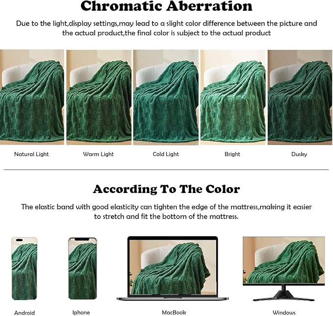 NEWCOSPLAY Super Soft Twin Blanket Dark Green Premium Silky Flannel Fleece 3D Checkered Lightweight Bed Blanket All Season Use (Dark Green Checkered, Twin(60"x80"))