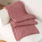 Aormenzy Dusty Pink Knit Throw Blankets Oversized Cable Knit Decorative Throw Blanket Dusty Rose Soft Cozy Knitted Blanket for Sofa Couch Bed, 60" x 80"