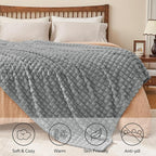 BEDELITE Grey Throw Blanket for Couch and Bed- Super Soft and Warm 3D Checkered Fluffy Fuzzy Fleece Blanket, Luxurious Plush Cozy Blanket for Room Decor Fall and Winter, 50x70 inches
