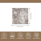 8x8 Square Living Room Area Rug – Washable Modern Neutral Abstract Indoor Rug for Bedroom, Dining Room, Kitchen – Non-Slip Soft Low-Pile Floor Carpet (Brown Beige,8x8)