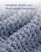 YnM Weighted Blanket, Handmade Chunky Knitted Design, Soft and Cozy, Temperature Regulating and Breathable, Machine Washable Throw for Sleep or Home Decor (Blue Fancy Yarn, 80x87 Inch, 25lbs)
