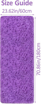 Runner Rug for Bedroom 2x6 Purple Fluffy Shaggy Rug Soft Plush Fuzzy Area Rug Bedside Runners for Hallway Kids Nursery Dorm Playroom Living Room with Non Slip Modern Indoor Decor Carpet