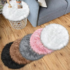 15.7 Inch Mini Small Fur Rug Round, White Plush Fluffy Mini Sheepskin Rug Circle for Chair Dorm Small Fuzzy Round Carpet for Nail Desk 1.3Ft Size Fit for Photo Props Background