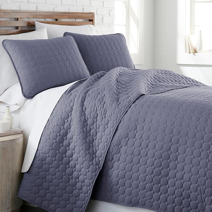 Southshore Fine Living, Inc. Oversized Queen Quilt Bedding Set, Lightweight Quilt, Soft Coverlet Full Size Bedspread 3-Piece Set with Two Matching Quilted Pillow Shams, Full/Queen Quilts, Denim