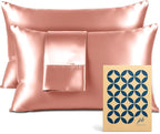 Pure Bedding Satin Pillowcase 2 Pack - King Size (20"x40", Blush Pink) - Silky Pillow Cases for Hair and Skin - Satin Pillow Covers with Envelope Closure - Extra Soft Premium Microfiber