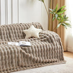 60x80 Inches Ultra-Soft Fuzzy Faux Fur Plush Twin Size Blanket - Thick, Warm Sherpa for Couch, Sofa, Bedroom, Camping - Decorative Blanket for Cozy Warmth, Bubble Dark Brown