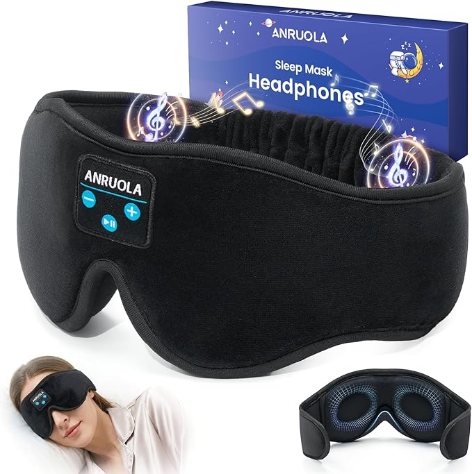 Sleep Mask with Bluetooth 5.4 Headphones, 3D Eye Mask Sleeping Headphones with Built-in HD Stereo Speaker for Side Sleepers, Soft Music Headband Sleeping Mask for Unisex, Ideal for Nap Meditation