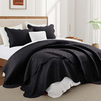 IR Imperial Rooms 8 Pack California King Quilt Bedding Set (118"x106") - Bulk Wholesale for Hotels, Guest Bedroom & Airbnbs - Lightweight Microfiber Reversible Embossed Quilts Bedspread (Black)