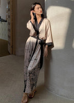 Kihnop Women's Floral Long Kimono Robe Long Satin Robe Long Silk Robe Ladies Kimonos Silky Bathrobe Cover Up, One Size
