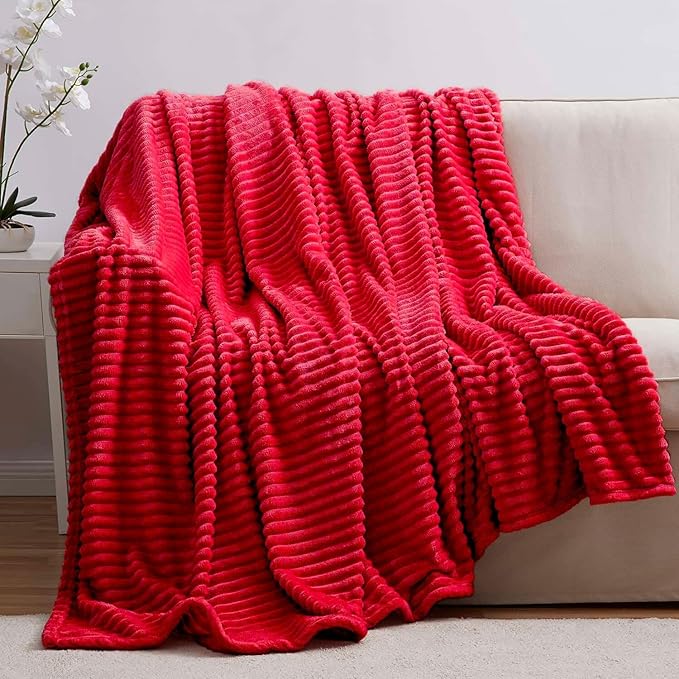 Nestl Blanket for Bed - Cozy Warm Fuzzy Blankets for Women (11 - Cherry Red, Throw (50" x 60"))