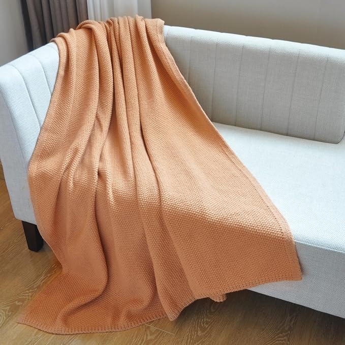 Khaki Waffle Texture Throw Blanket for Couch,Soft Cozy Cable Knit Throw for Bed Sofa Chair Living Room,Lightweight Warm Maximalist Decor Christmas Blanket,50"x60" (cr-A02)