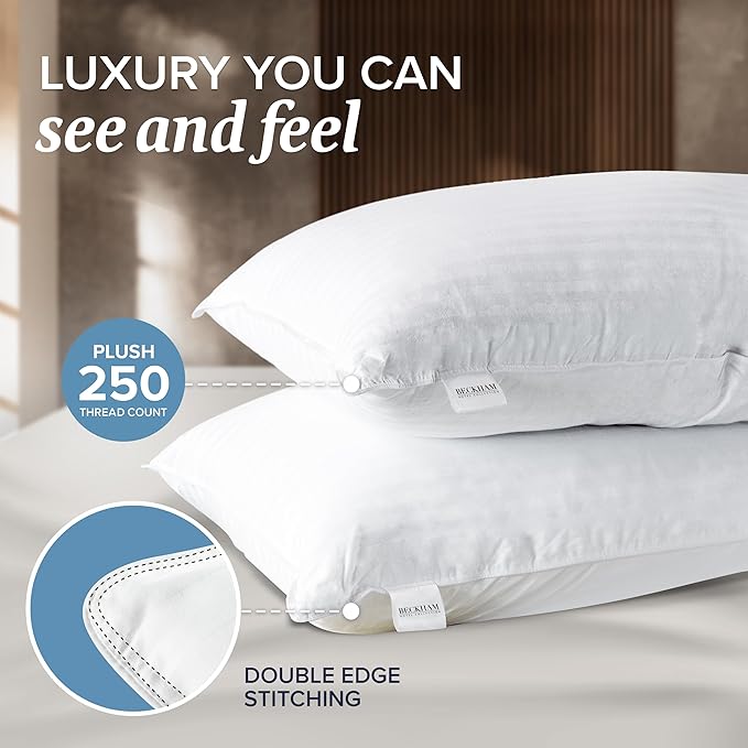 Beckham Hotel Collection King Size Memory Foam (Adjustable Fill) Bed Pillows Set of 2 - Cooling Shredded Foam Pillow for Back, Stomach or Side Sleepers (Pack of 2)